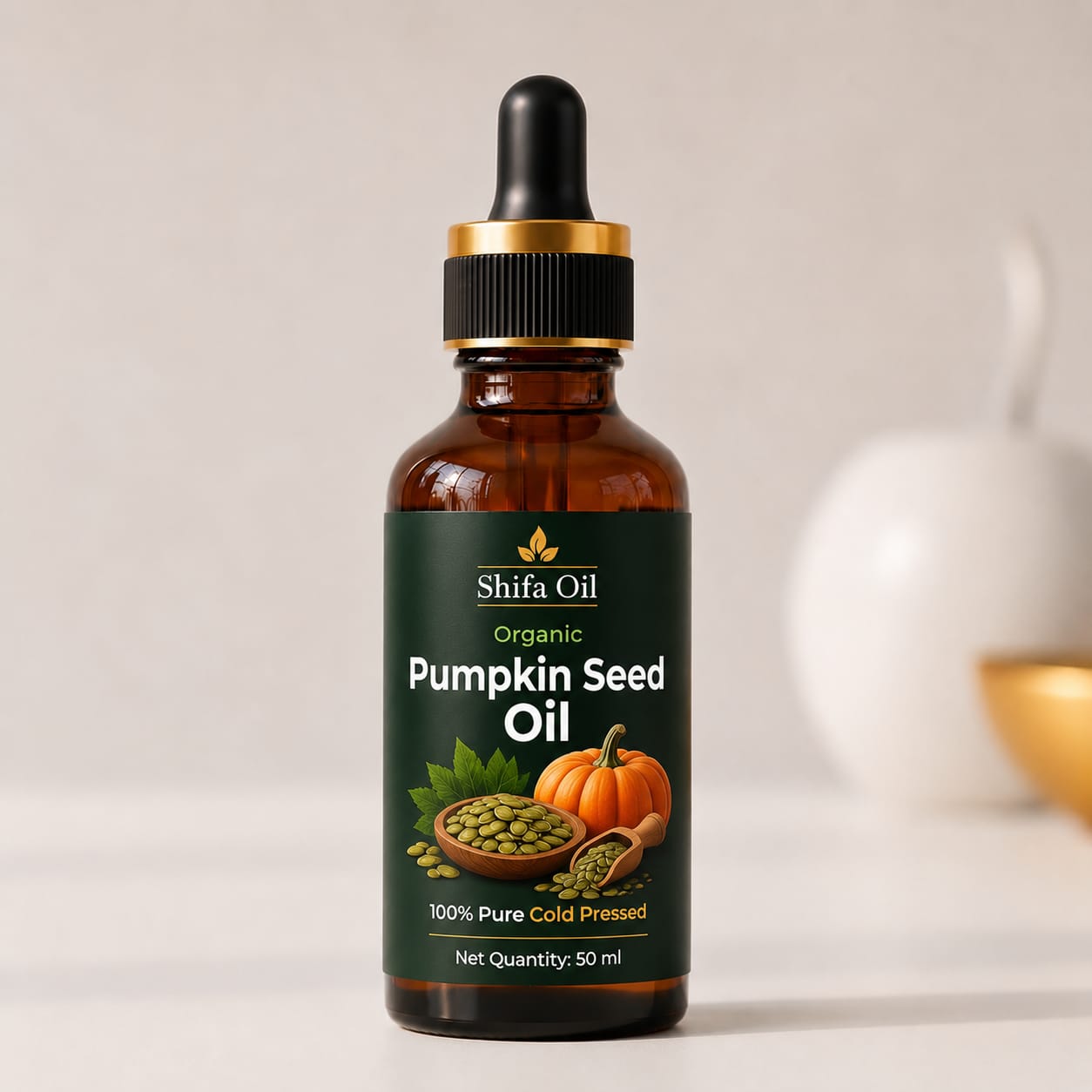 Organic Pumpkin Seed Oil (50ml) - 100% Pure Cold Pressed